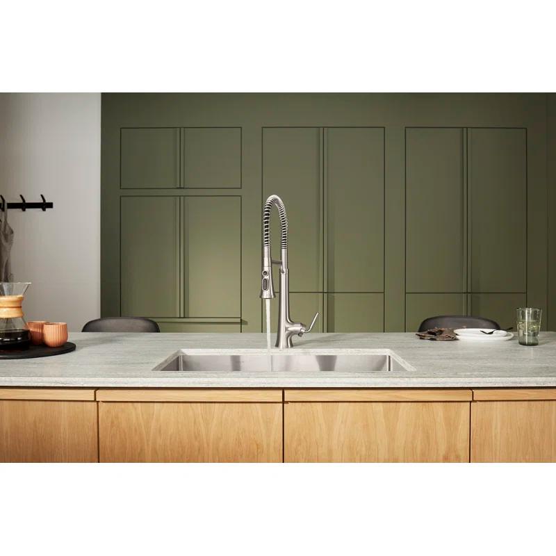Kohler Tone Single Handle Semi-Professional Pre-Rinse Kitchen Sink Faucet with Three-Function Pull Down Sprayer