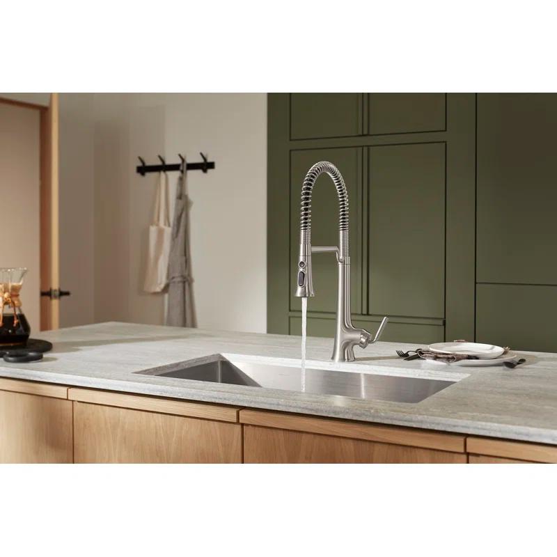 Kohler Tone Single Handle Semi-Professional Pre-Rinse Kitchen Sink Faucet with Three-Function Pull Down Sprayer