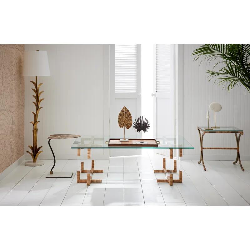 Elegant Rectangular Clear Glass & Acrylic Coffee Table