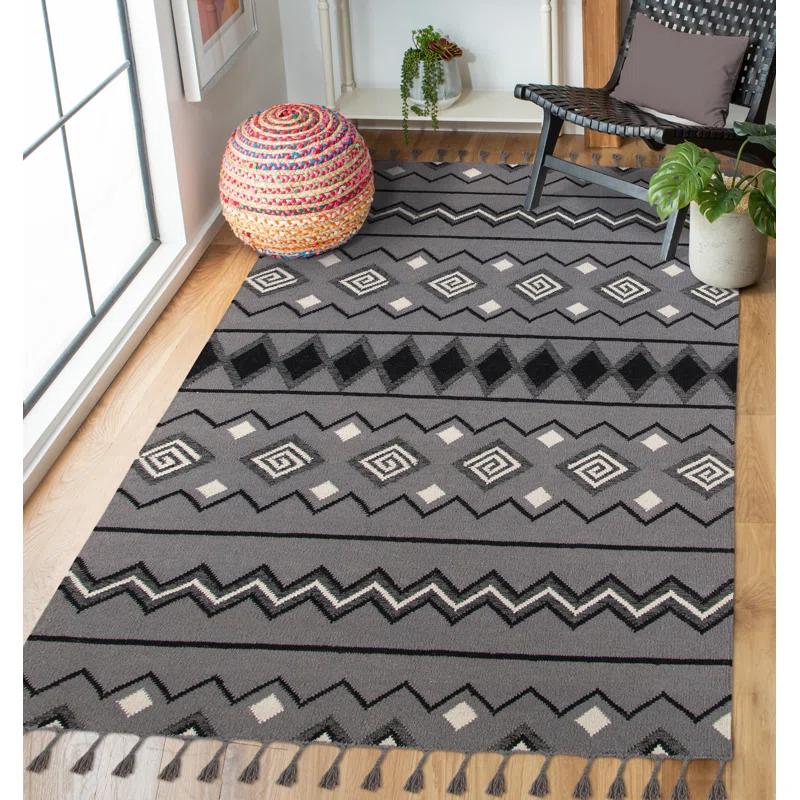 Union Rustic Oneil Moroccan Handmade Wool Gray Area Rug