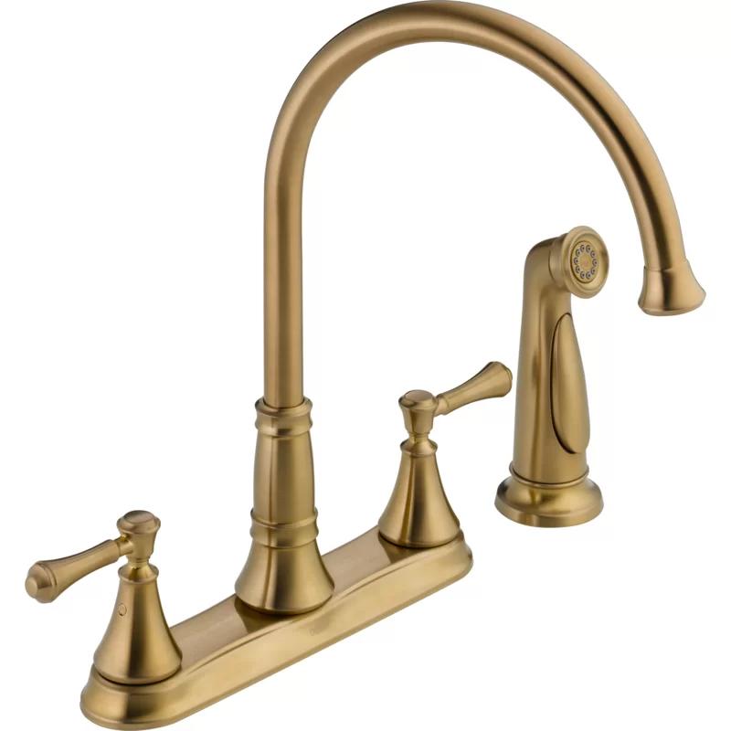 Classic Elegance 13.5" High-Arc Bronze Kitchen Faucet with Pull-Out Spray