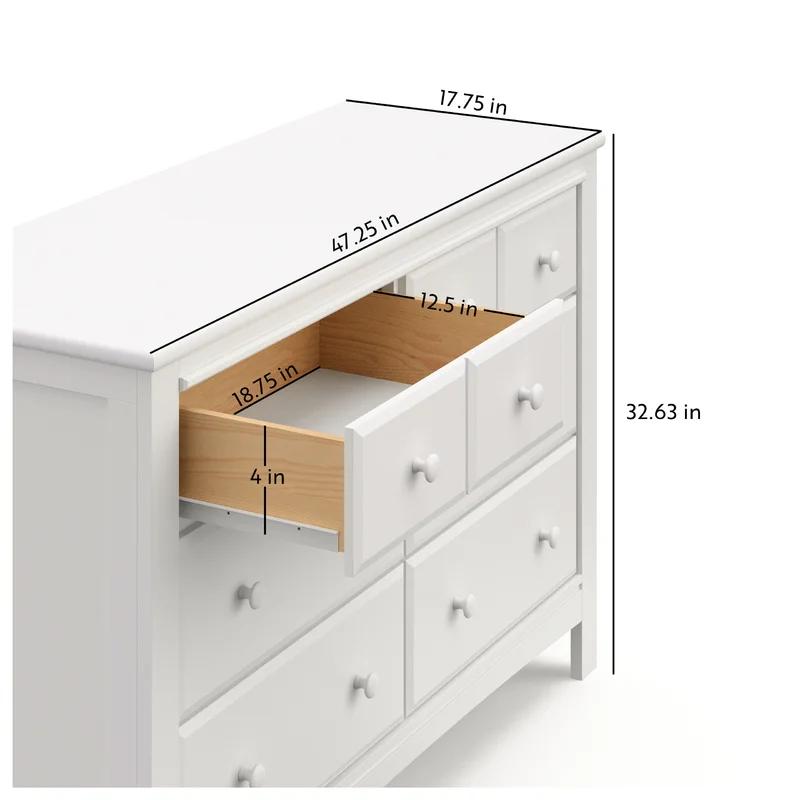 Graco Benton Double Nursery Dresser with 6 Deep Drawers, White