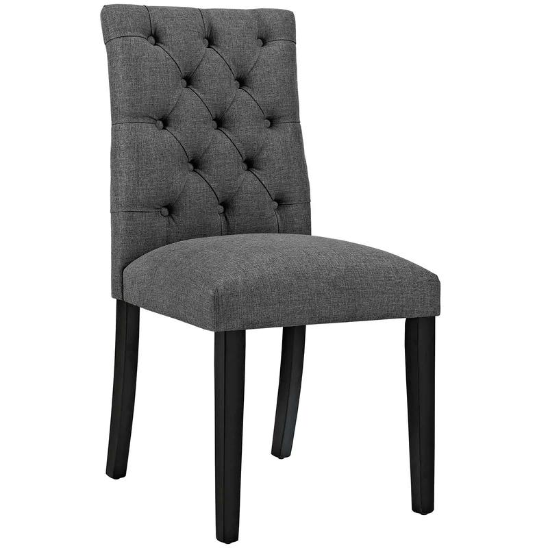 Elegant Gray Tufted Upholstered Parsons Dining Chair with Tapered Wood Legs