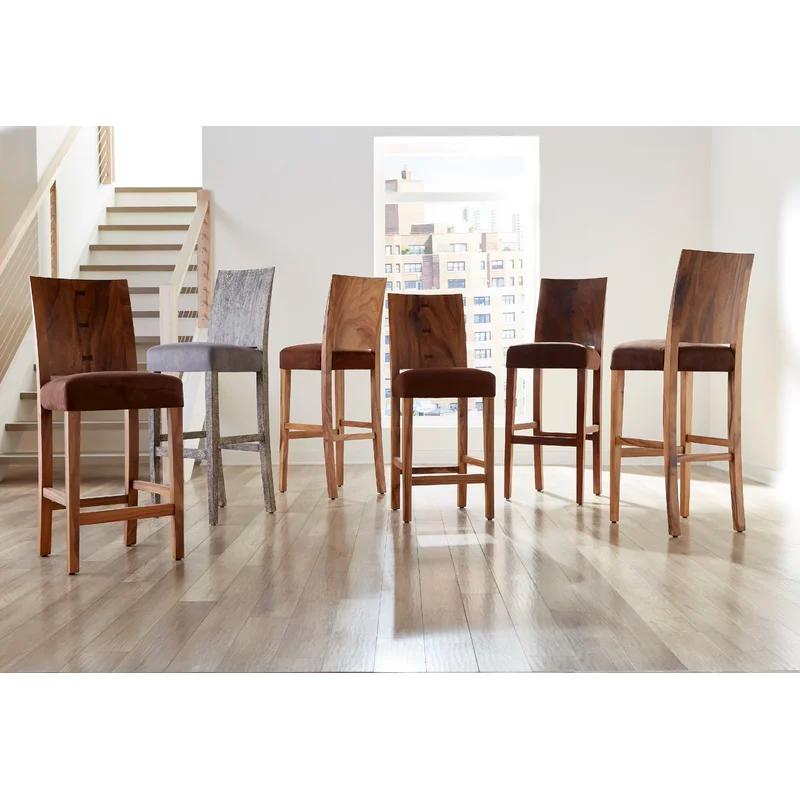 Contemporary Perfect Brown Chamcha Wood 28'' Bar Stool