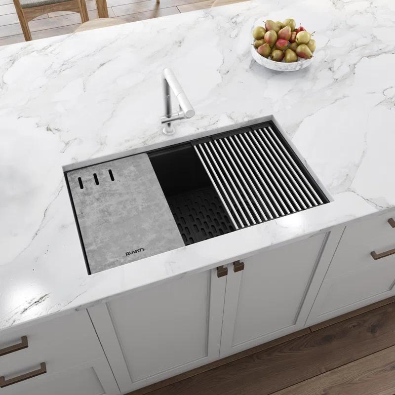 Ruvati 33-inch Undermount Workstation Granite Composite Kitchen Sink