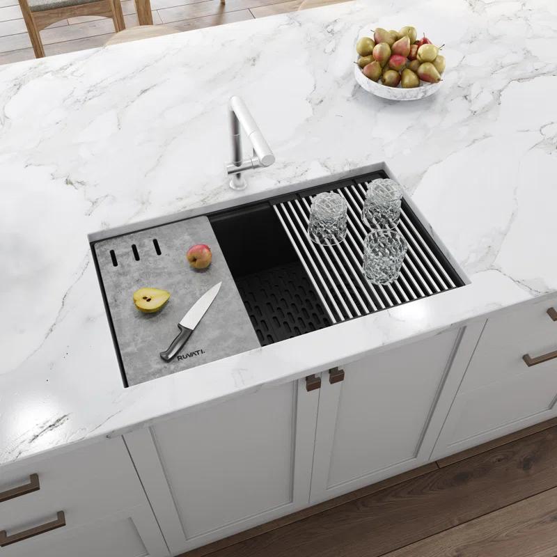 Ruvati 33-inch Undermount Workstation Granite Composite Kitchen Sink