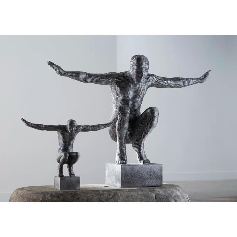 Transitional Silver Metal Sculpture 29" x 8" x 21"