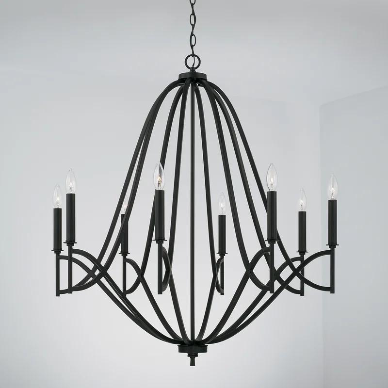 Sylvia Matte Black 8-Light Candle Chandelier