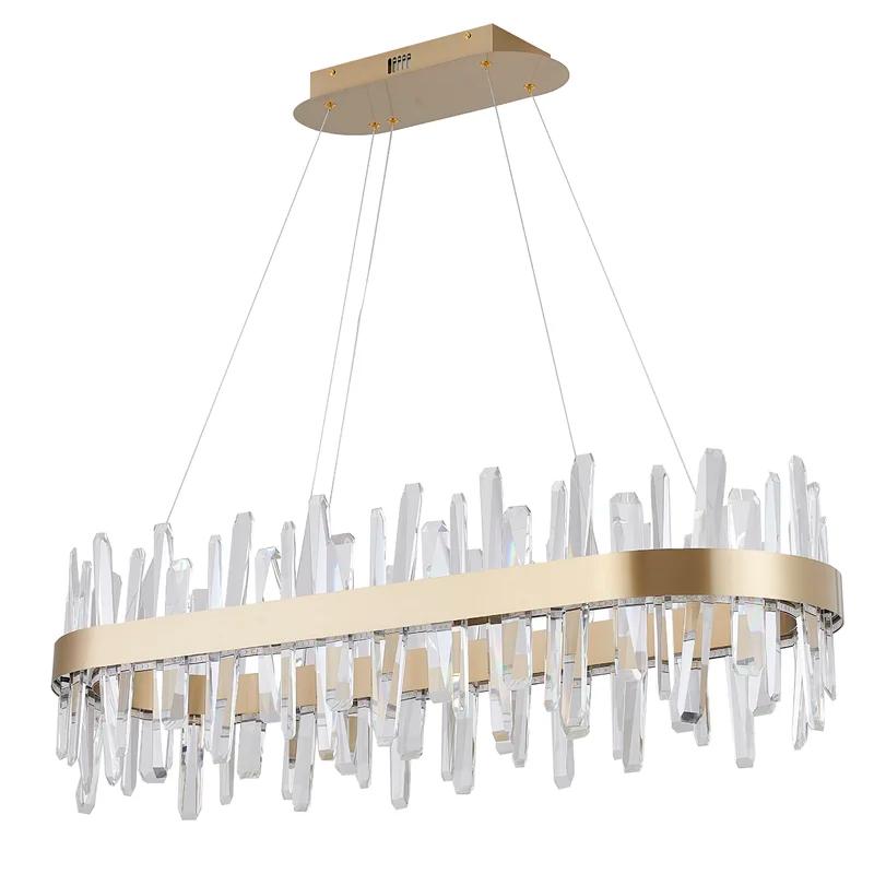 Bethel Oval Gold Stainless Steel LED Chandelier with Clear Crystal Accents
