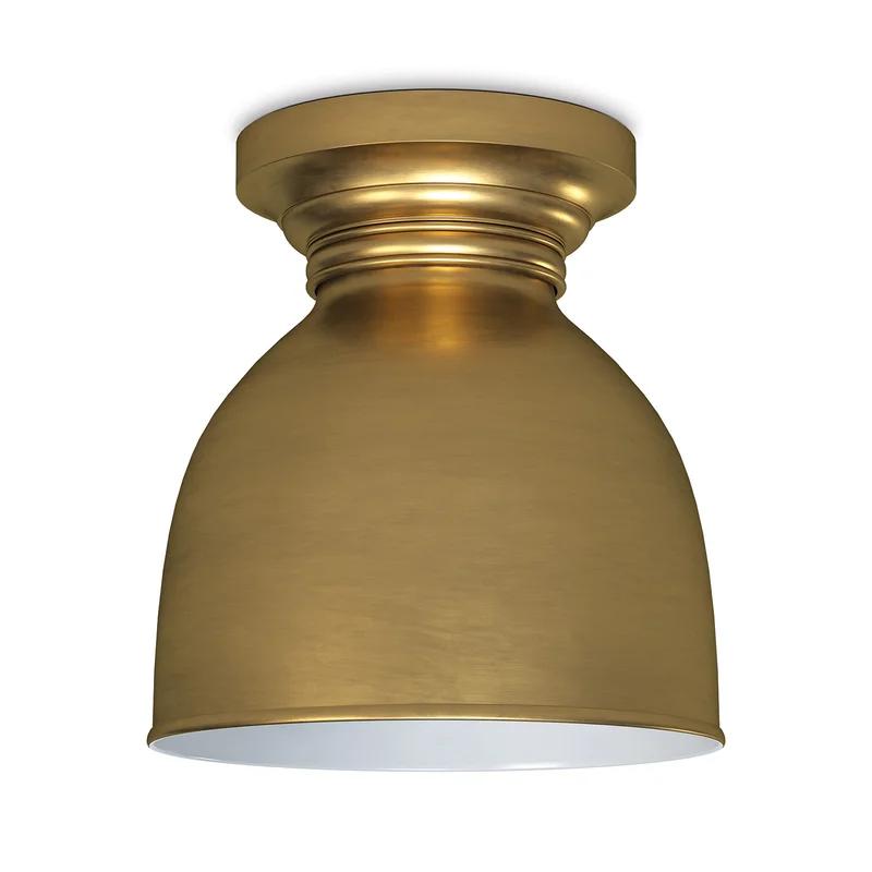 Elegant Natural Brass 1-Light Flush Mount with Antique Glass Shade