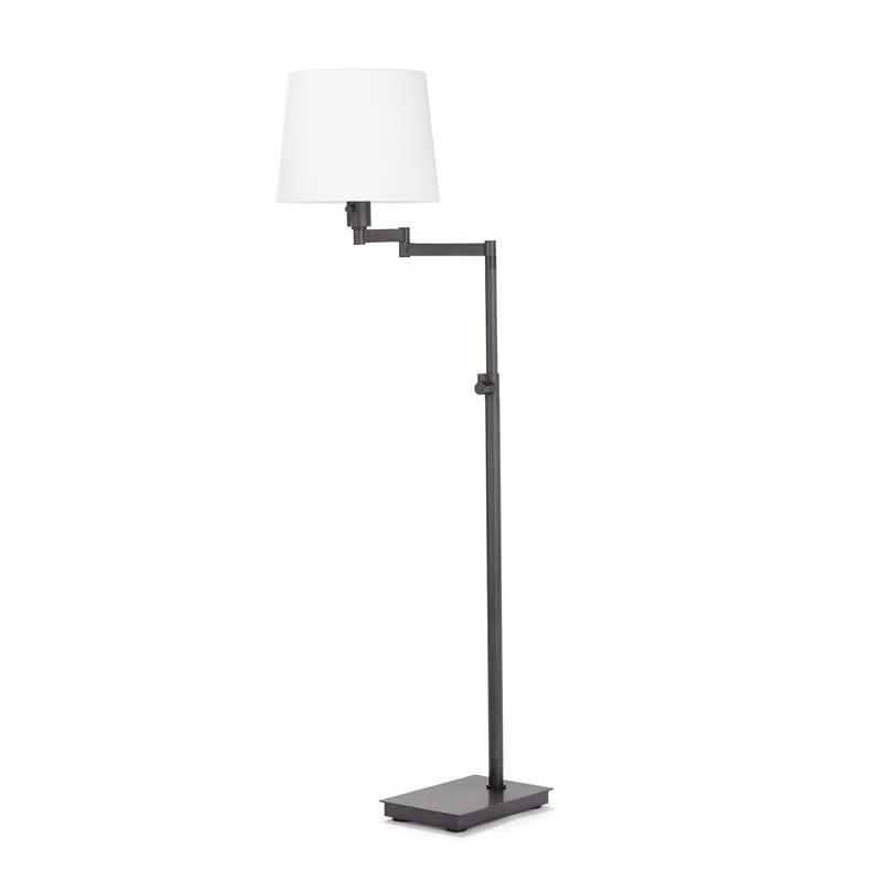 Adjustable Virtue Floor Lamp in Oil Rubbed Bronze with Linen Shade