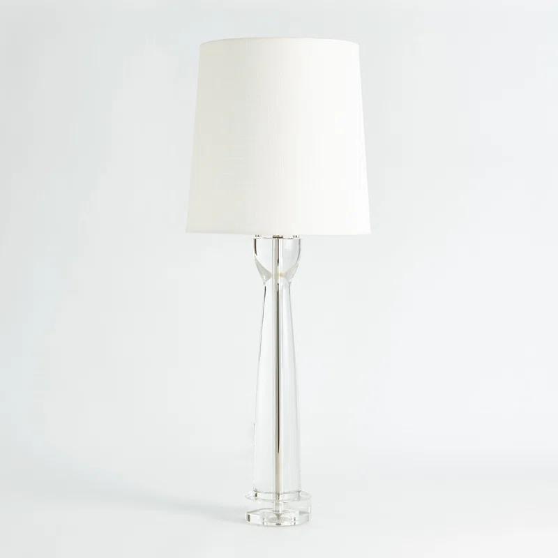 Contemporary Crystal Column 36" White Linen Shade Lamp