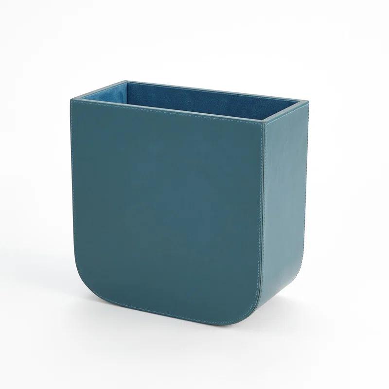 Global Views Radius Edge Leather Wastebasket
