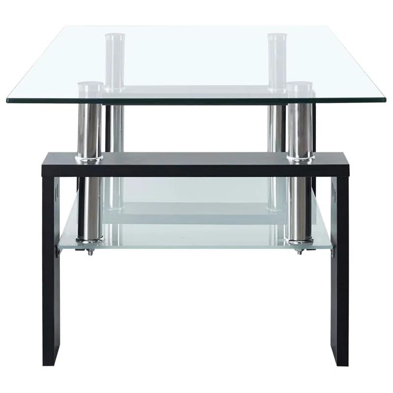 Orren Ellis Paizleigh vidaXL Coffee Table, Tempered Glass Top, Center Table, 37.4''x21.7''x15.7''