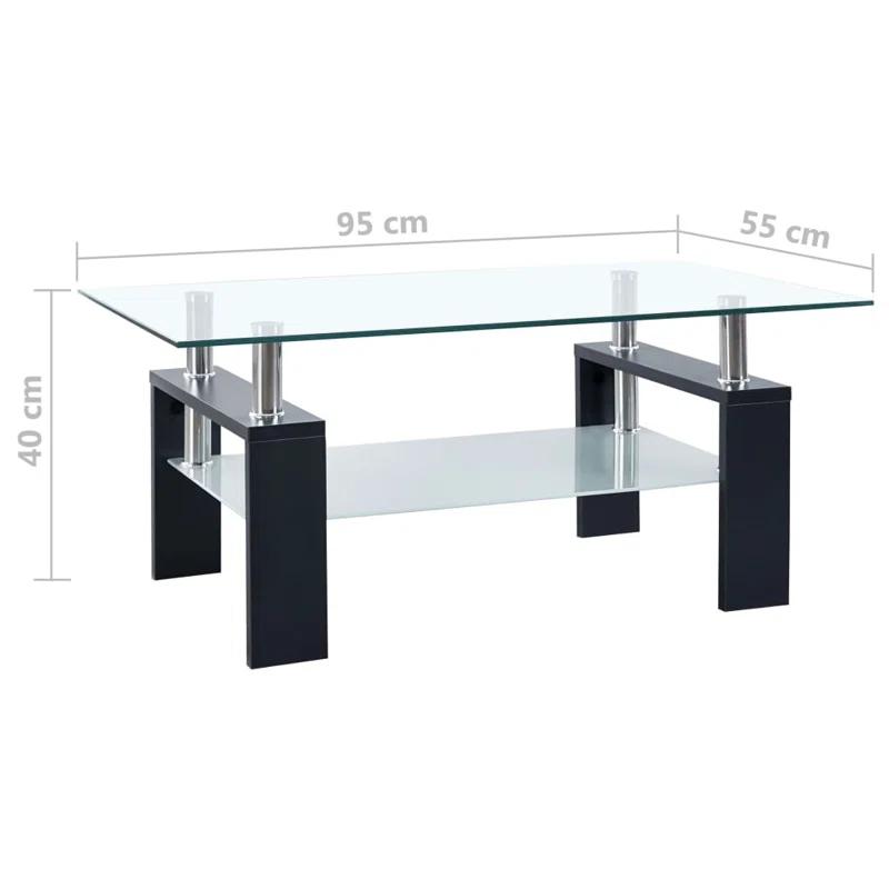 Orren Ellis Paizleigh vidaXL Coffee Table, Tempered Glass Top, Center Table, 37.4''x21.7''x15.7''