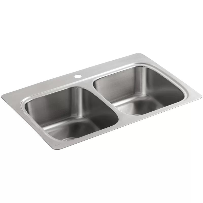 Sleek 36" Stainless Steel Double-Equal Bowl Kitchen Sink