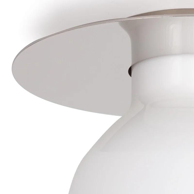 White Glass and Polished Nickel Bowl Flush Mount