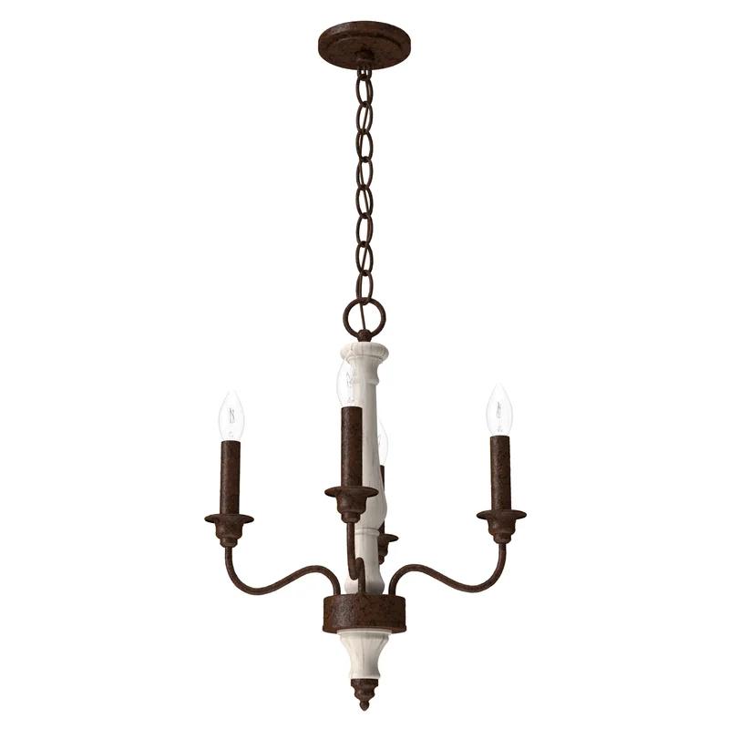 Teren Distressed White Mini Chandelier with Rustic Elegance