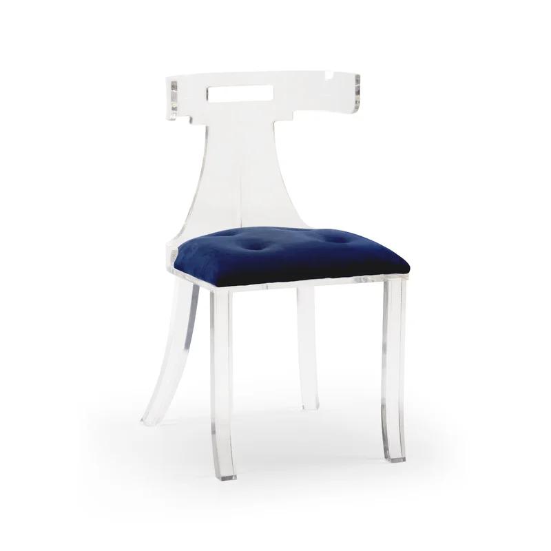 Elsa Modern Blue Velvet Upholstered 34" Side Chair