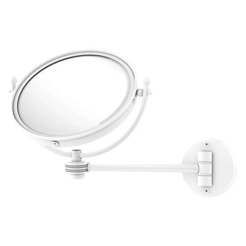 Matte White Brass Wall Mounted Makeup Mirror with 4X Magnification