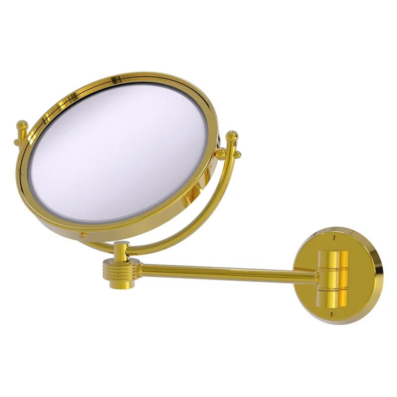 Elegant Polished Brass 8" Wall Mounted Makeup Mirror with 3X Magnification