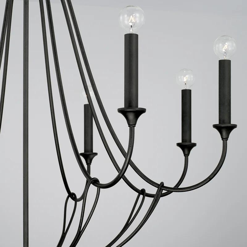 Bentley Black Iron 8-Light Empire Chandelier with Artistic Loops