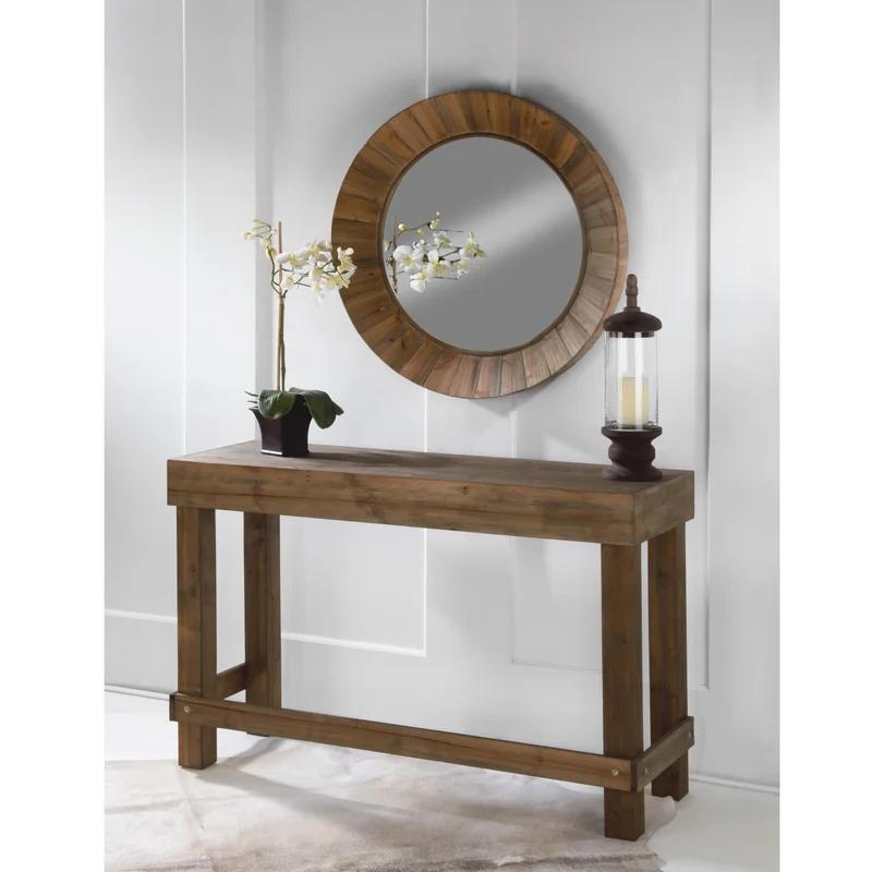 Farmhouse Natural Finish Solid Wood Console Table, 48x16 Inches