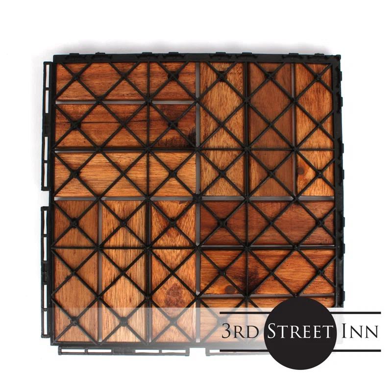 12" x 12" Wood Interlocking Deck Tile (Set of 10)