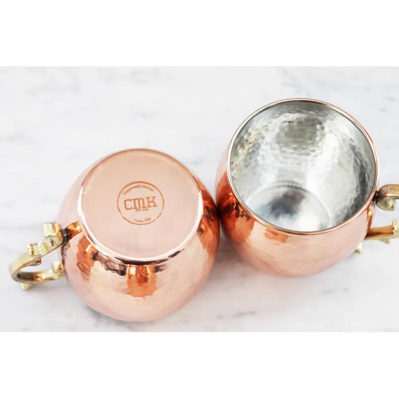 Maithil Art Handcrafted Hammered Moscow Mule Solid Copper Mug / Cup, 16 Ounce, Set of 4