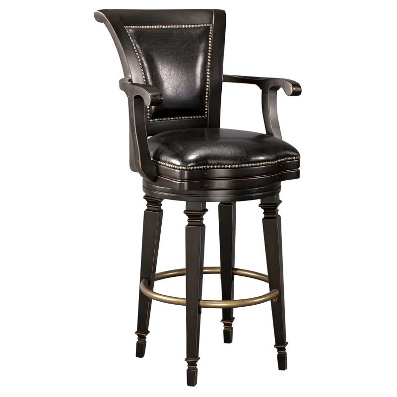 Northport 30.5" Black Leather Swivel Bar Stool