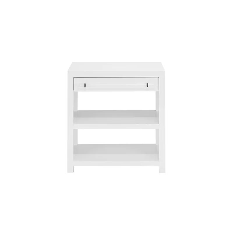 Transitional Gray Acrylic Rectangular End Table with Storage