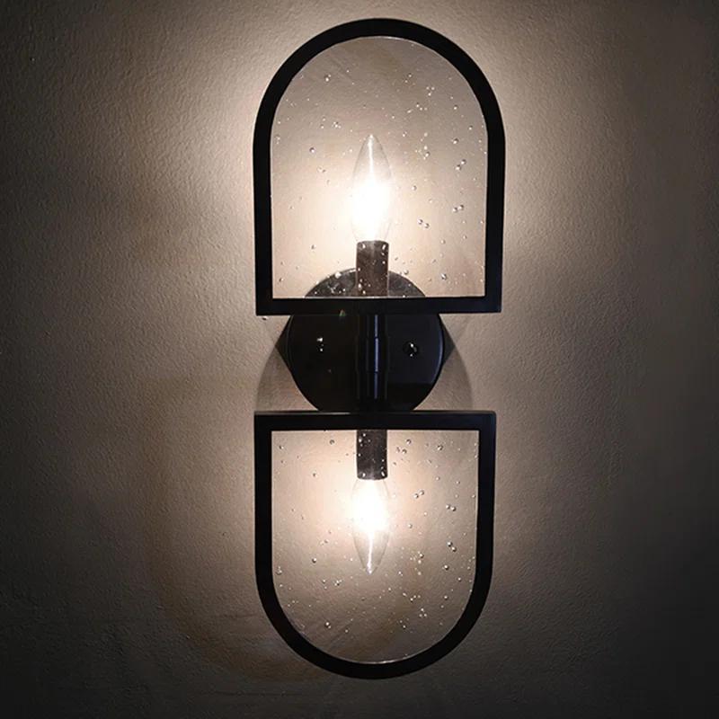 Dexter Modern Black Metal and Glass Direct Wired Sconce