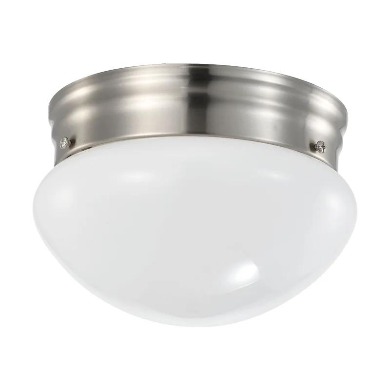 Transitional Brushed Nickel 7" LED Flush Mount with Frosted Glass