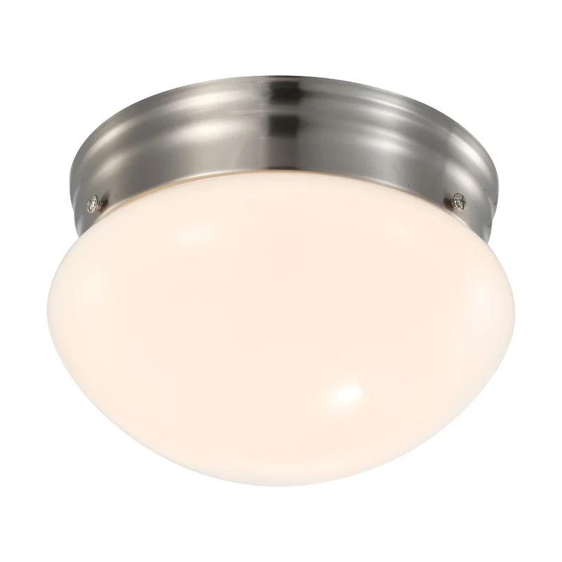 Transitional Brushed Nickel 7" LED Flush Mount with Frosted Glass