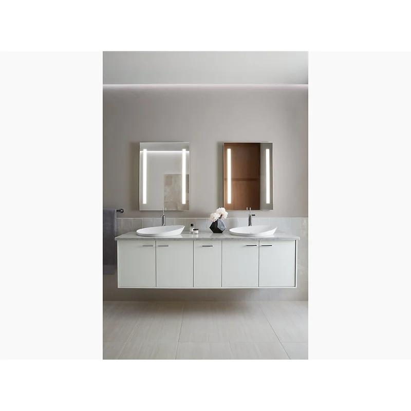Veil Asymmetrical Oval Ceramic Vessel Bathroom Sink, White