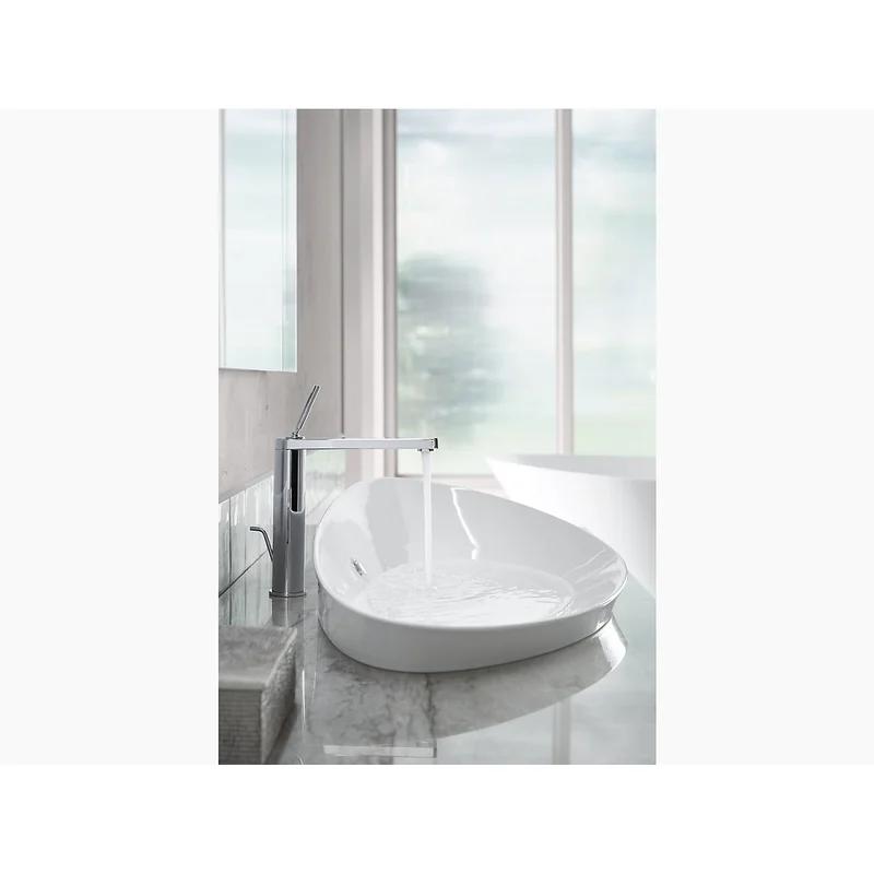 Veil® Sleek White Ceramic Trough Vessel Bathroom Sink