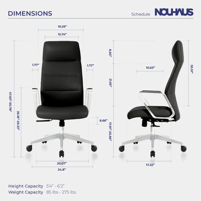Nouhaus High-Back Executive Black Leather Swivel Office Chair