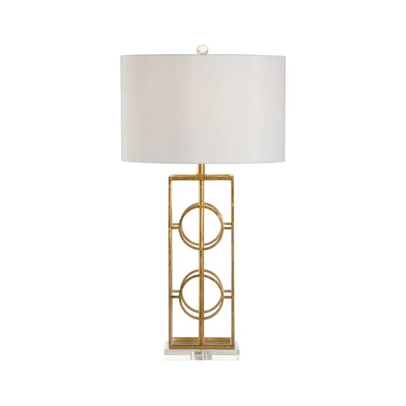 Elegant Dorset Gold Leaf 1-Light Table Lamp with Silkette Shade