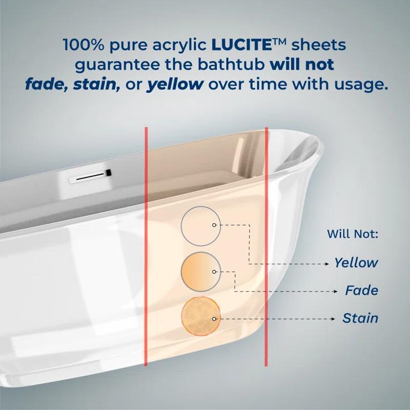 1501 mm x 719 mm Freestanding Roll Top Bathtub