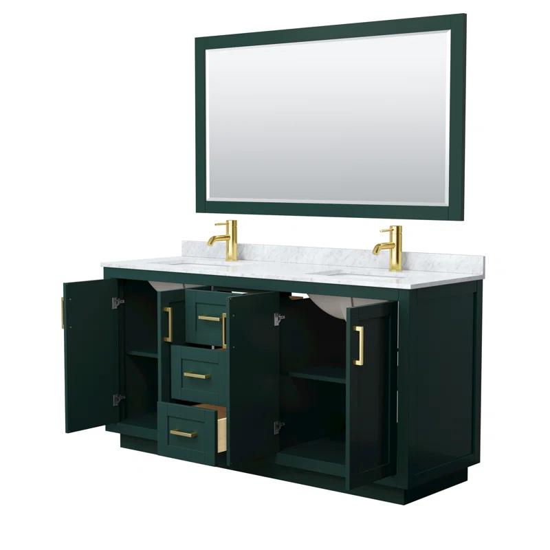 Wyndham Collection Miranda 66" Freestanding Double Bathroom Vanity with Marble Top with 58" Mirror