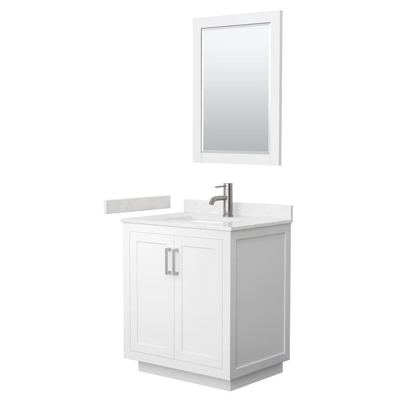 Miranda 30'' White Single Freestanding Bathroom Vanity with Carrara Marble Top