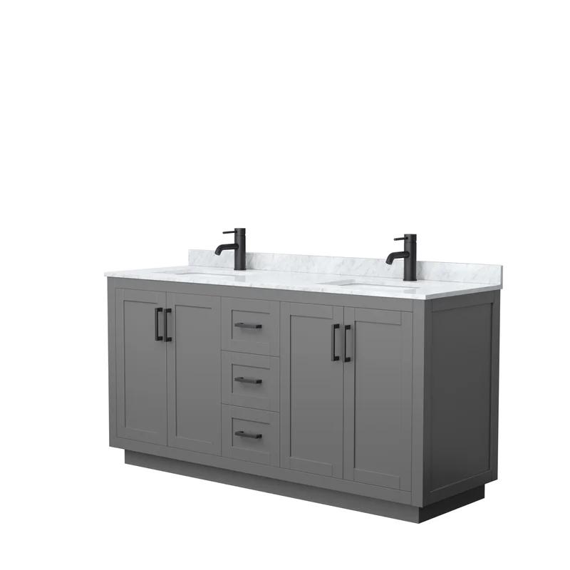 Miranda 66'' Dark Gray Double Bathroom Vanity with Marble Top