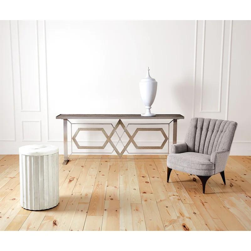 Luxurious White Marble & Iron Column Table