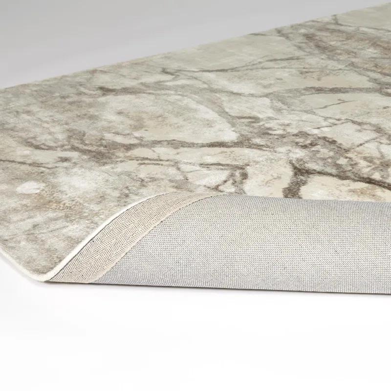 Mirror Match Marble Area Rug in Beige/Gray