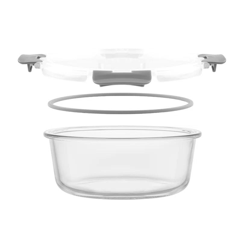 JoyJolt JoyJolt 24-Piece Glass Food Storage Container Set with Leakproof Lids, Light Grey (Set of 5)