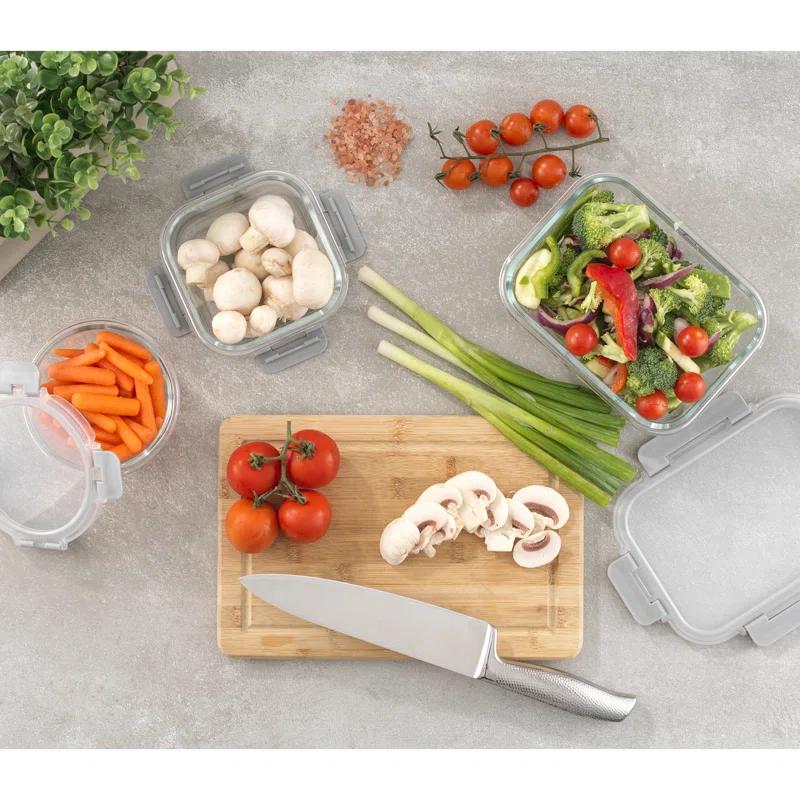 JoyJolt JoyJolt 24-Piece Glass Food Storage Container Set with Leakproof Lids, Light Grey (Set of 5)