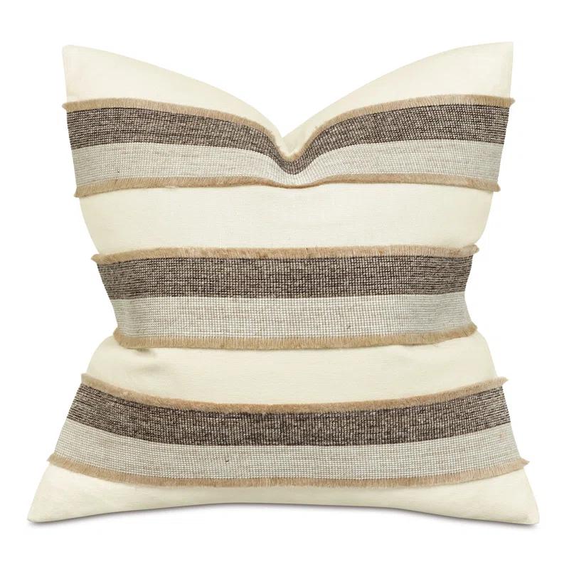 Marin Square Linen Blend Pillow with Fringe Detail