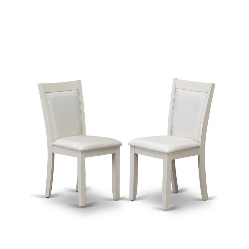 High-Back Parsons Side Chair Set in Cream Linen and Linen White