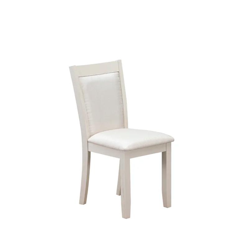 High-Back Parsons Side Chair Set in Cream Linen and Linen White