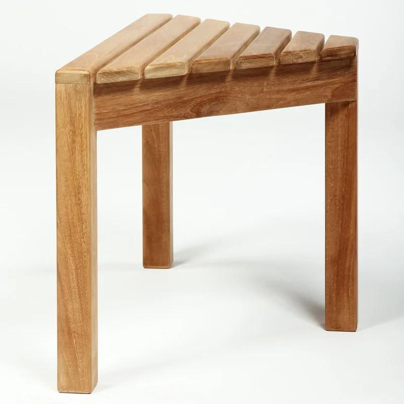 Eco-Friendly Teak Corner Shower Bench, 31.5'' with Rounded Edges